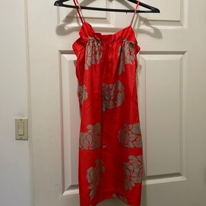 Club Monaco red/taupe floral printed sundress (sz xs)